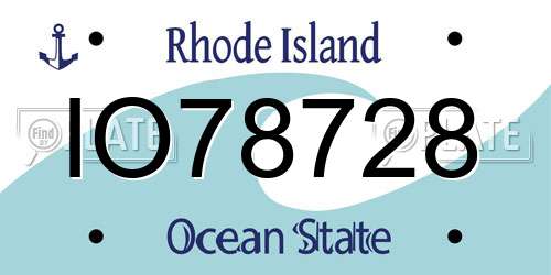 IO78728 Rhode Island License Plate