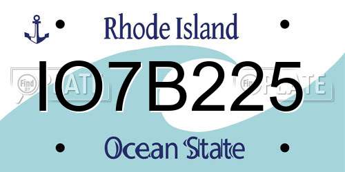 IO7B225 Rhode Island License Plate