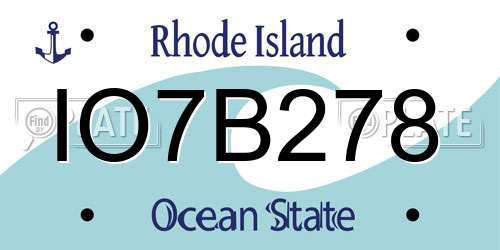 IO7B278 Rhode Island License Plate