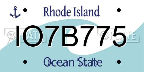 IO7B775 Rhode Island License Plate