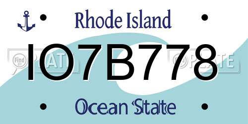 IO7B778 Rhode Island License Plate