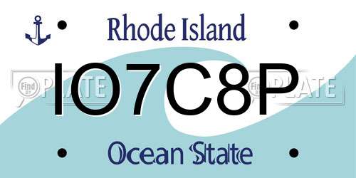 IO7C8P Rhode Island License Plate