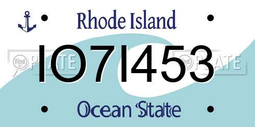 IO7I453 Rhode Island License Plate