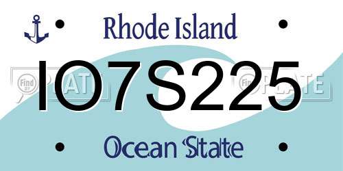 IO7S225 Rhode Island License Plate