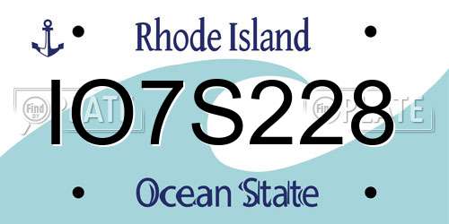 IO7S228 Rhode Island License Plate