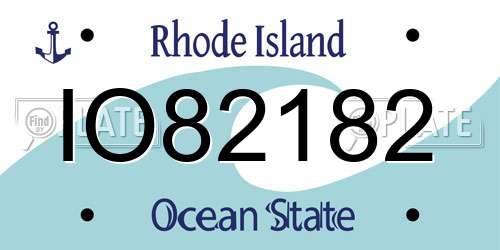 IO82182 Rhode Island License Plate