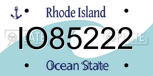IO85222 Rhode Island License Plate