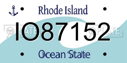 IO87152 Rhode Island License Plate