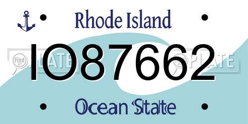 IO87662 Rhode Island License Plate