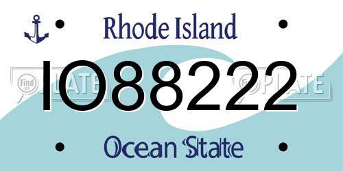 IO88222 Rhode Island License Plate