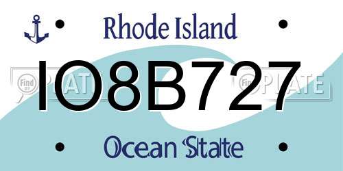 IO8B727 Rhode Island License Plate