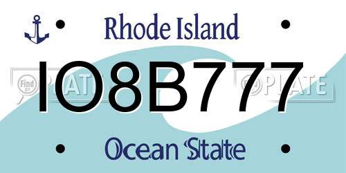 IO8B777 Rhode Island License Plate