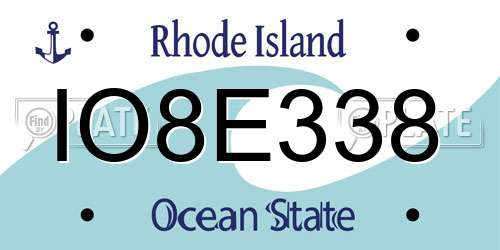 IO8E338 Rhode Island License Plate