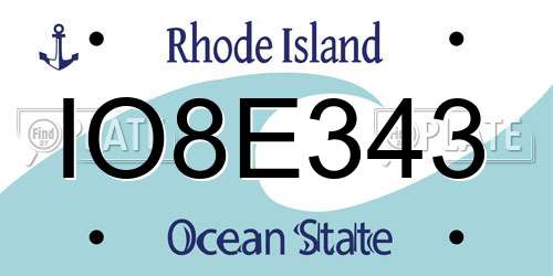 IO8E343 Rhode Island License Plate