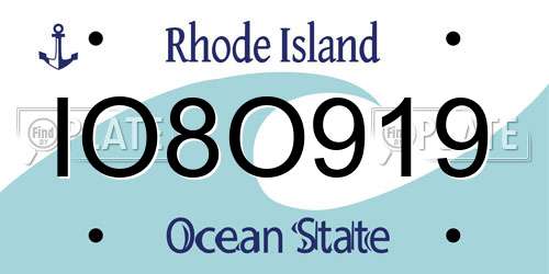 IO8O919 Rhode Island License Plate