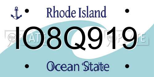 IO8Q919 Rhode Island License Plate