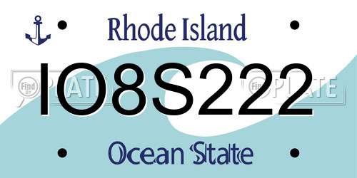 IO8S222 Rhode Island License Plate