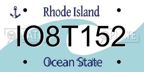 IO8T152 Rhode Island License Plate