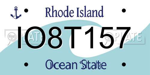IO8T157 Rhode Island License Plate