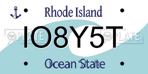 IO8Y5T Rhode Island License Plate