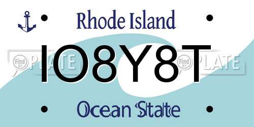 IO8Y8T Rhode Island License Plate