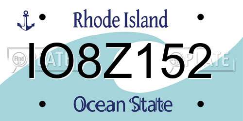 IO8Z152 Rhode Island License Plate
