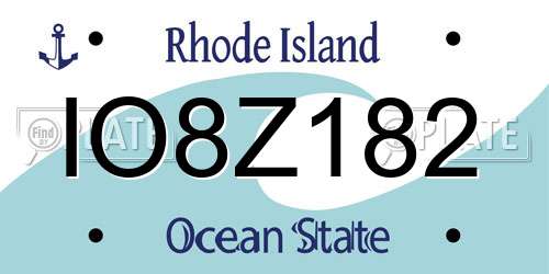IO8Z182 Rhode Island License Plate