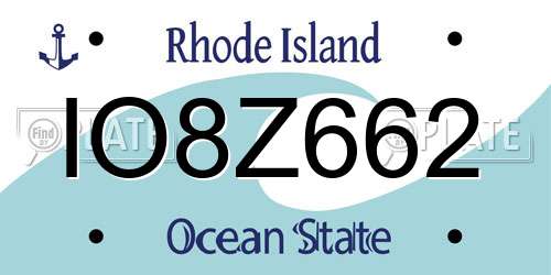 IO8Z662 Rhode Island License Plate