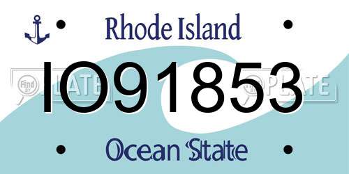 IO91853 Rhode Island License Plate