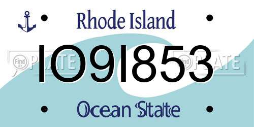 IO9I853 Rhode Island License Plate