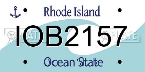 IOB2157 Rhode Island License Plate