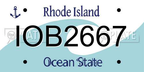 IOB2667 Rhode Island License Plate