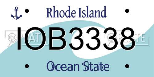 IOB3338 Rhode Island License Plate