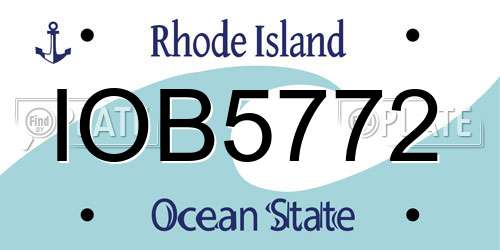 IOB5772 Rhode Island License Plate
