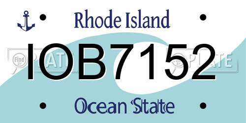 IOB7152 Rhode Island License Plate