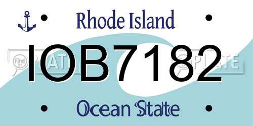 IOB7182 Rhode Island License Plate
