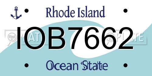IOB7662 Rhode Island License Plate