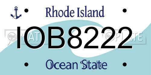 IOB8222 Rhode Island License Plate