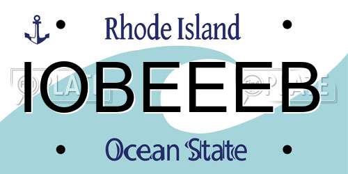 IOBEEEB Rhode Island License Plate