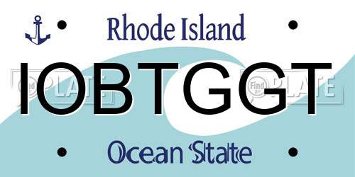 IOBTGGT Rhode Island License Plate
