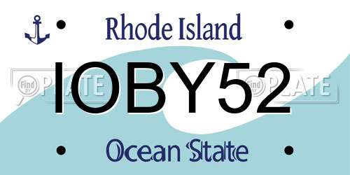IOBY52 Rhode Island License Plate