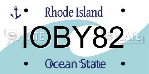 IOBY82 Rhode Island License Plate