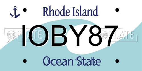 IOBY87 Rhode Island License Plate