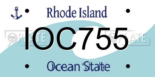 IOC755 Rhode Island License Plate