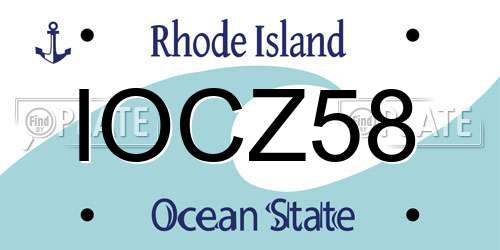 IOCZ58 Rhode Island License Plate