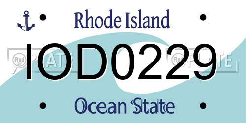 IOD0229 Rhode Island License Plate