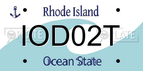 IOD02T Rhode Island License Plate