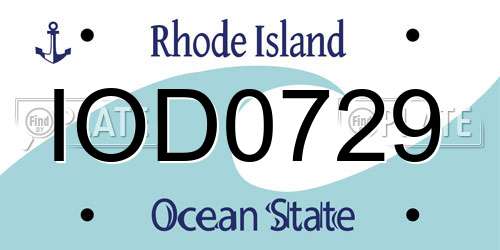 IOD0729 Rhode Island License Plate