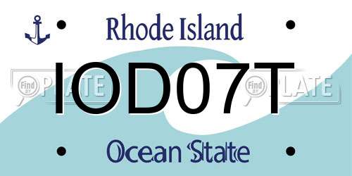 IOD07T Rhode Island License Plate