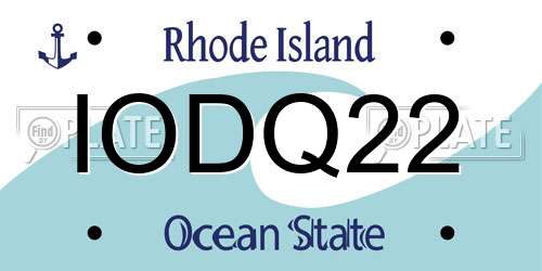 IODQ22 Rhode Island License Plate